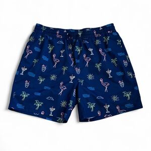 Momentum - Navy Tropical Print Swim Shorts